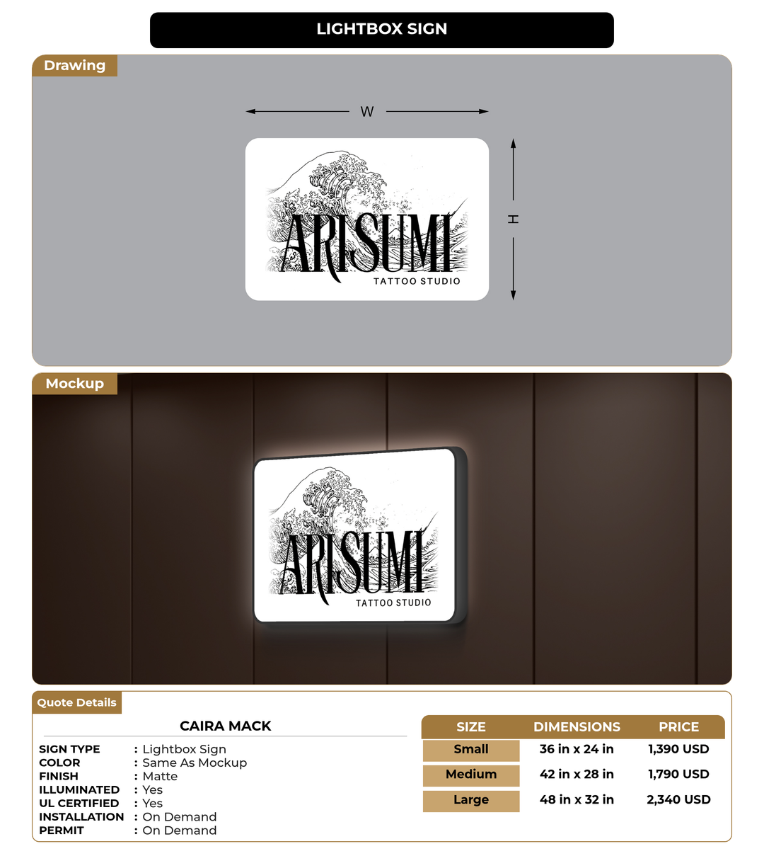 CUSTOM MOCKUP SIGN FOR Caira Mack