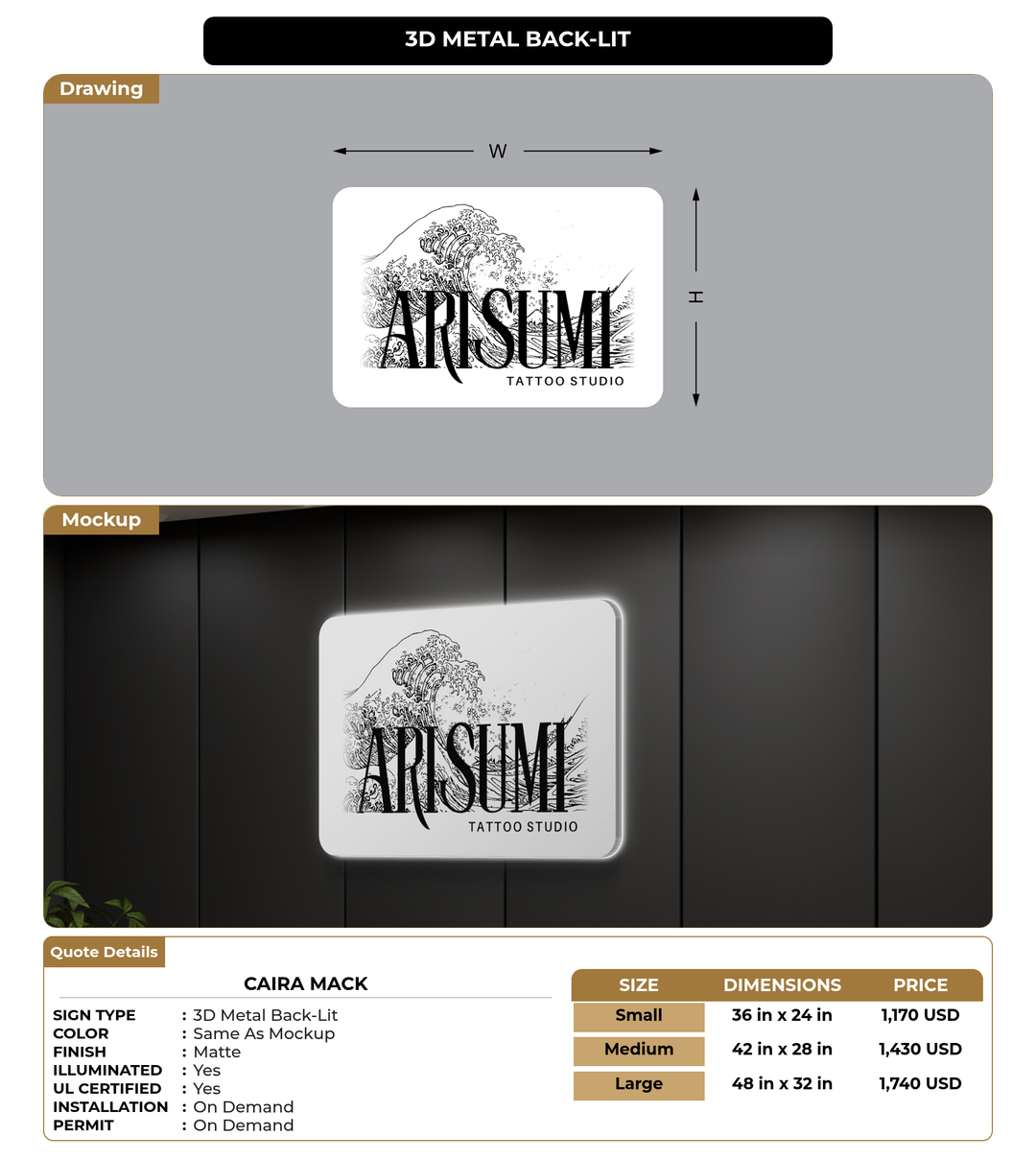 CUSTOM MOCKUP SIGN FOR Caira Mack