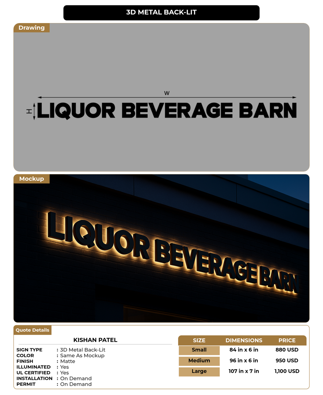 CUSTOM MOCKUP SIGN FOR Kishan Patel