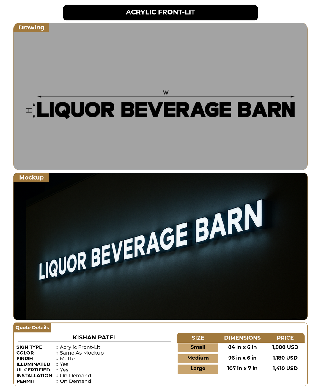 CUSTOM MOCKUP SIGN FOR Kishan Patel
