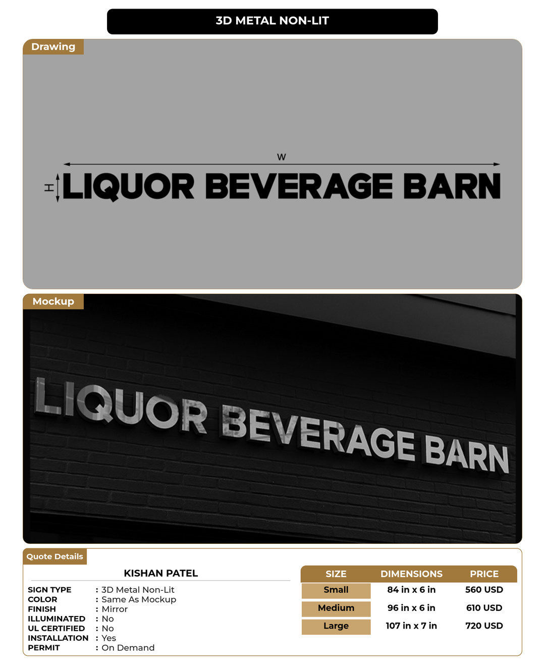 CUSTOM MOCKUP SIGN FOR Kishan Patel