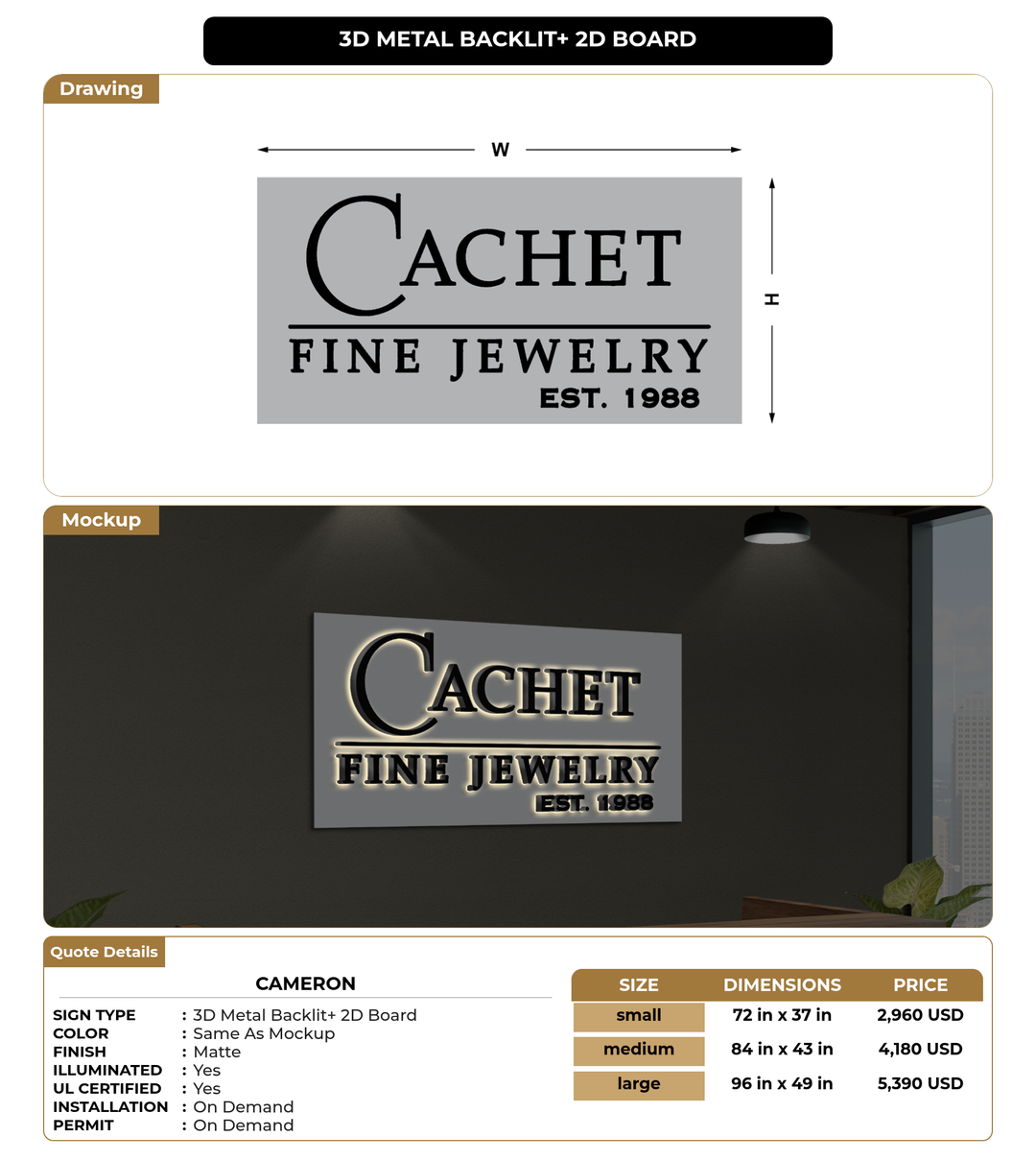 CUSTOM MOCKUP SIGN FOR Cameron