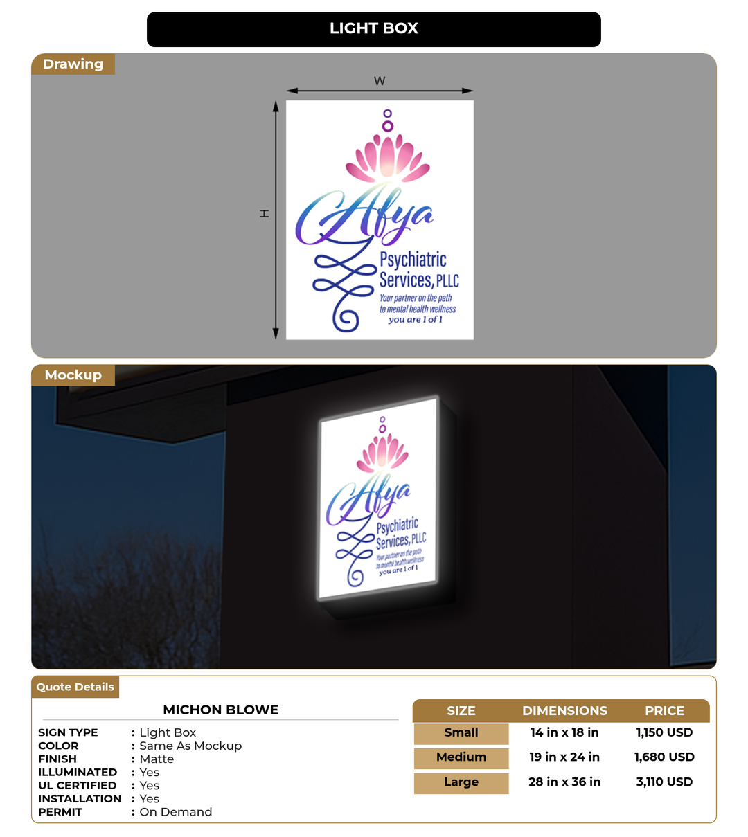 CUSTOM MOCKUP SIGN FOR Michon Blowe