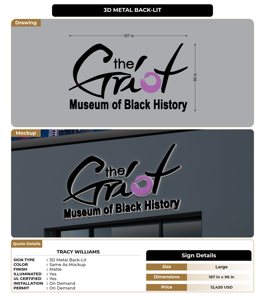 CUSTOM MOCKUP SIGN FOR TRACY WILLIAMS