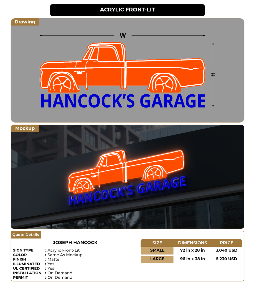 CUSTOM MOCKUP SIGN FOR Joseph  Hancock