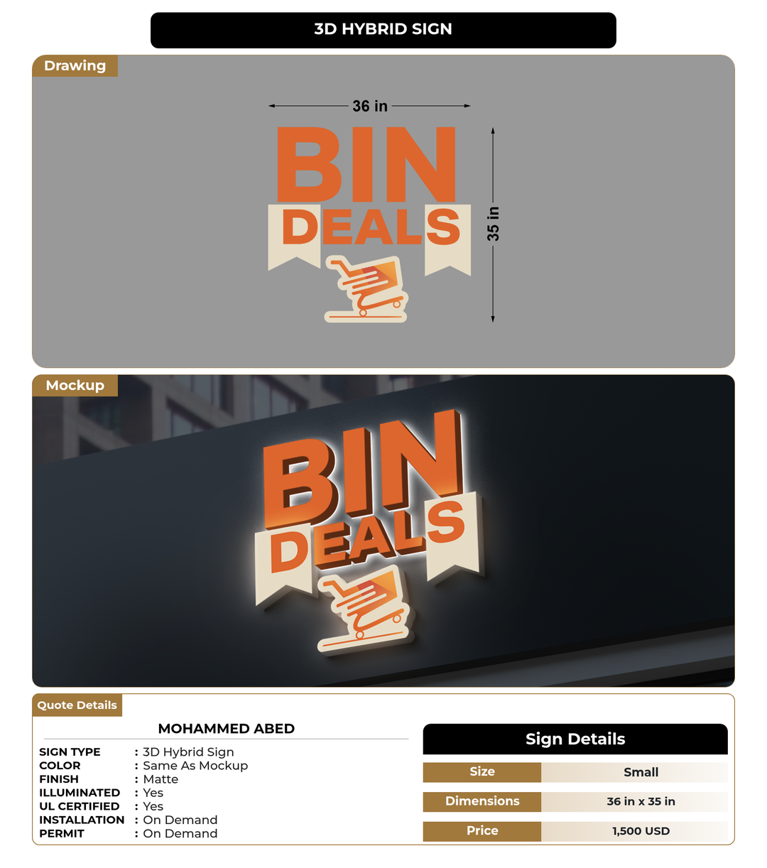 CUSTOM MOCKUP SIGN FOR Mohammed Abed