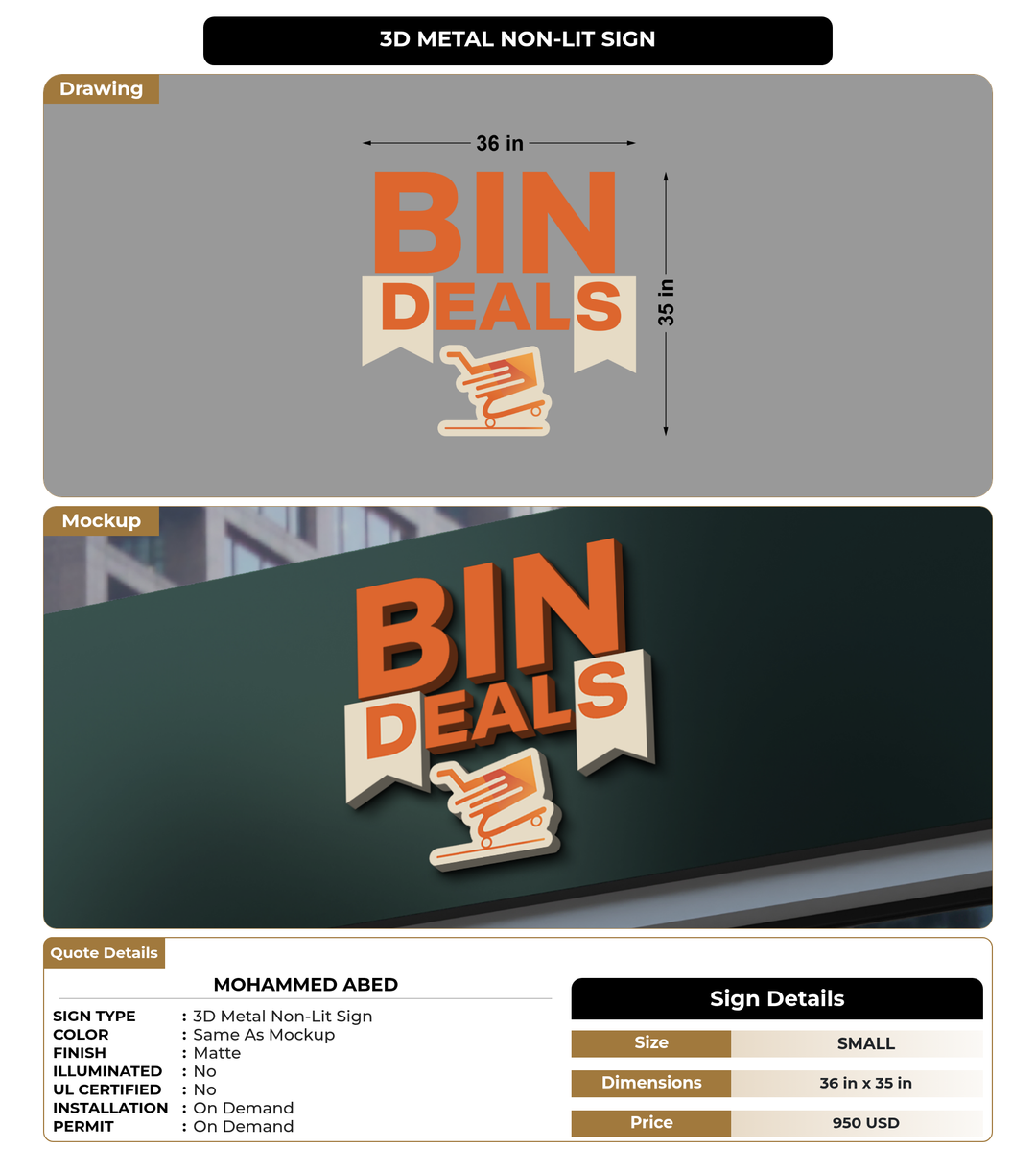 CUSTOM MOCKUP SIGN FOR Mohammed Abed