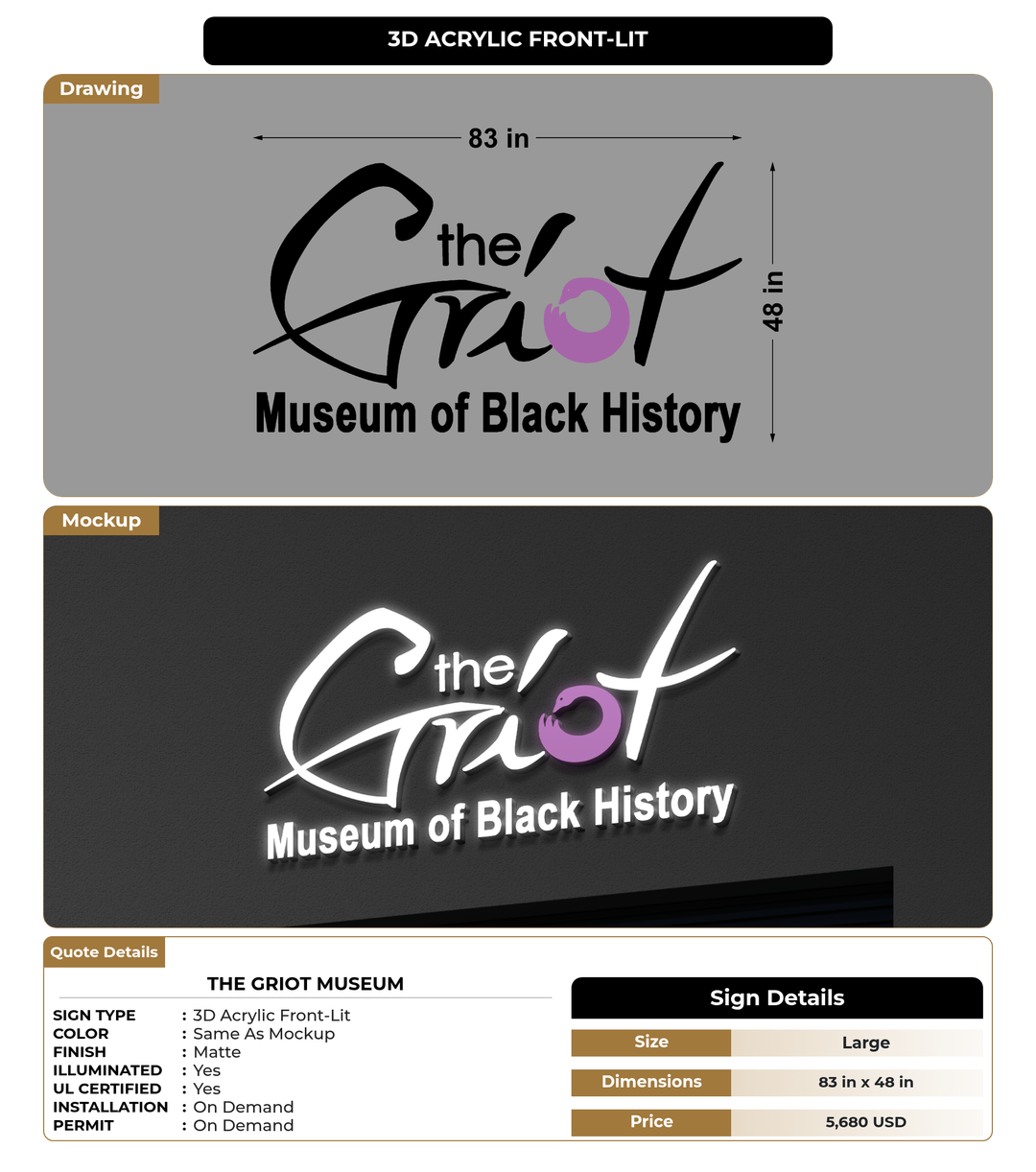 CUSTOM MOCKUP SIGN FOR The Griot Museum