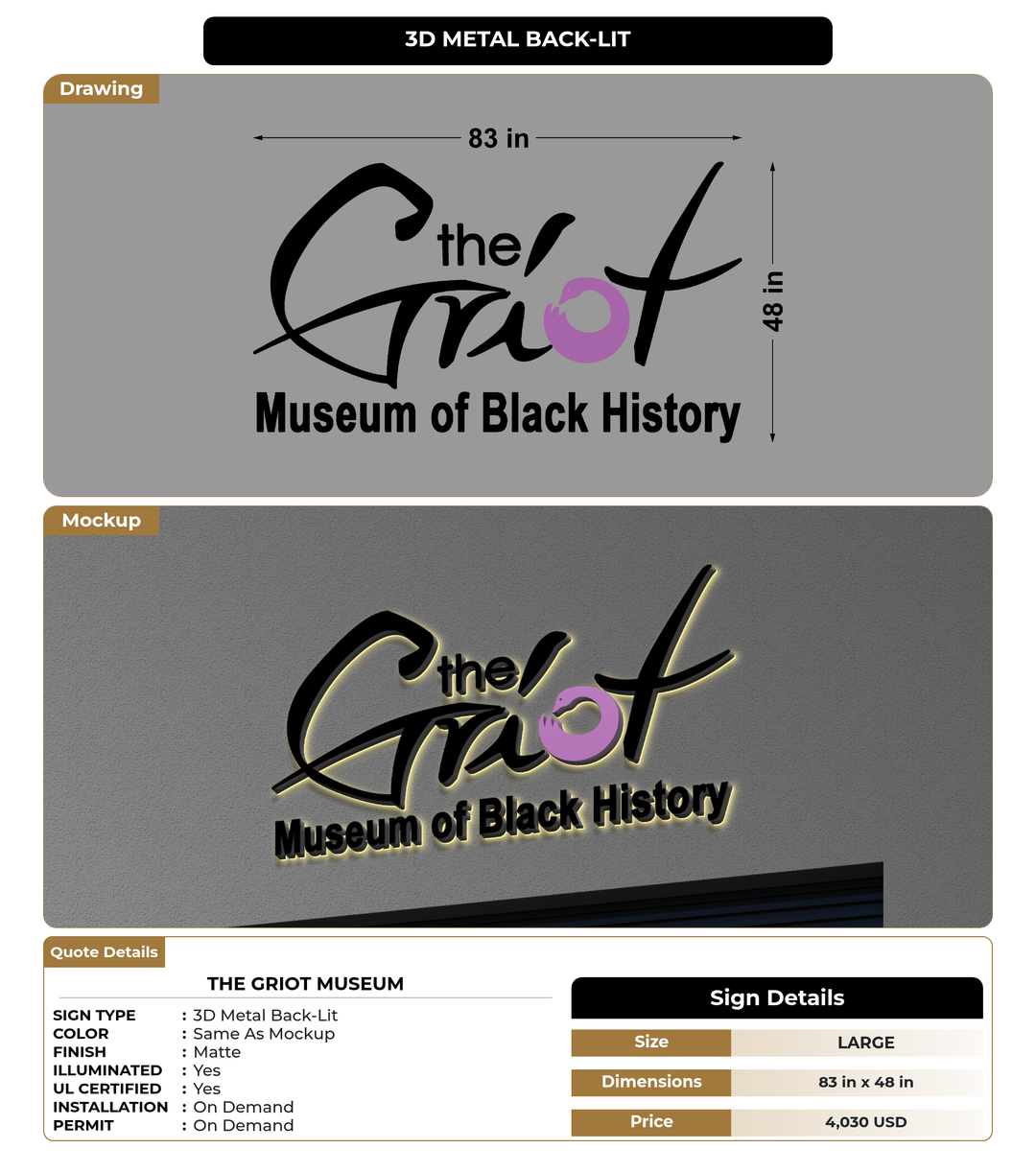 CUSTOM MOCKUP SIGN FOR The Griot Museum