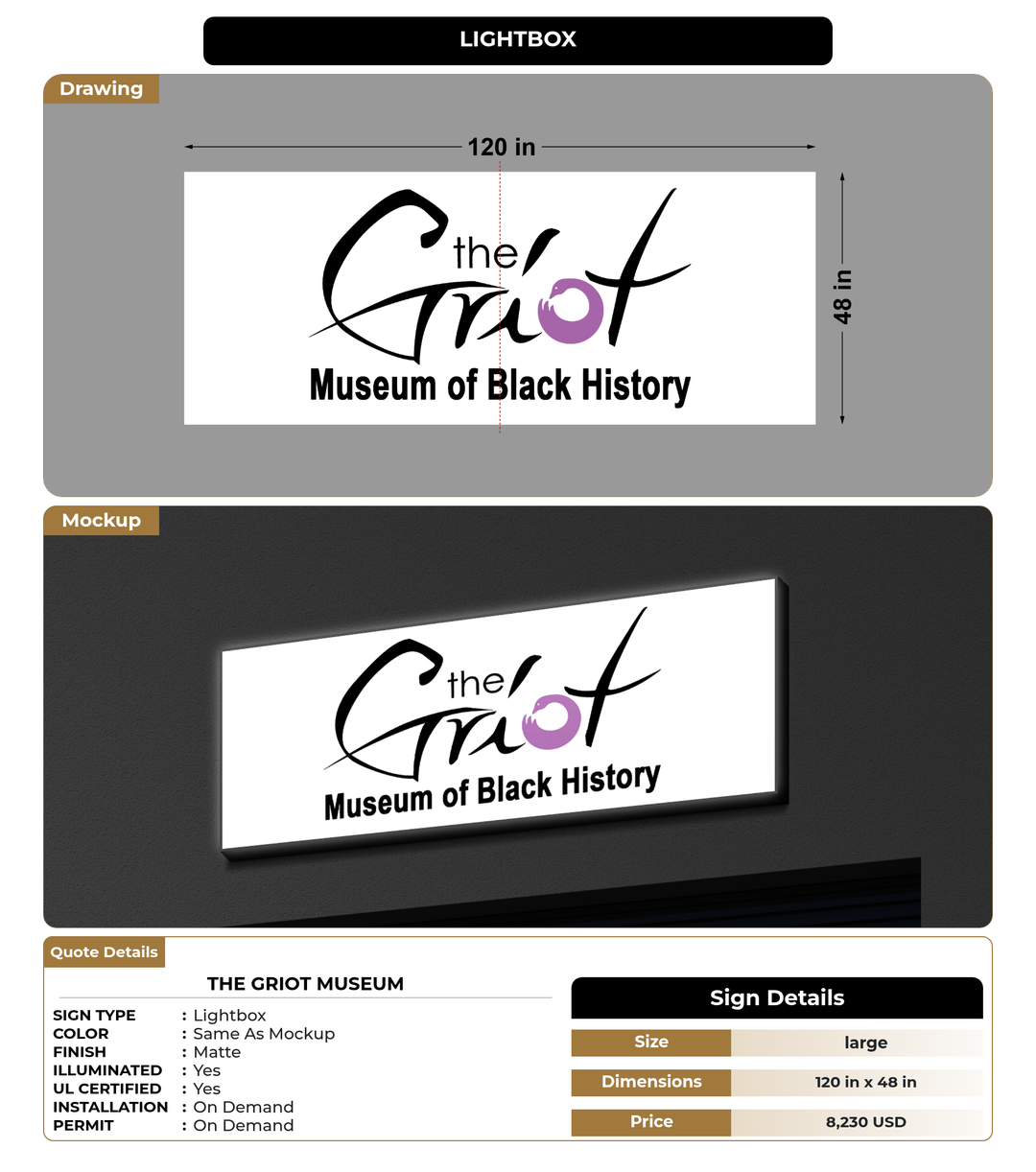 CUSTOM MOCKUP SIGN FOR The Griot Museum