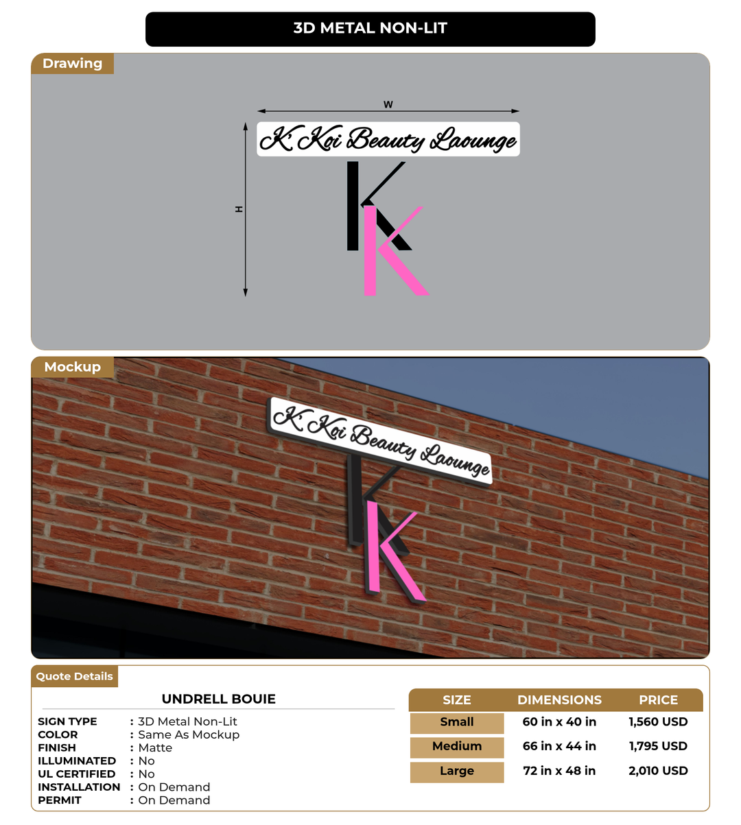 CUSTOM MOCKUP SIGN FOR Undrell Bouie