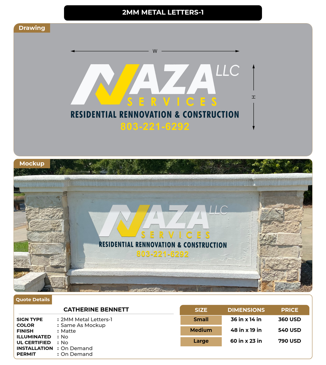 CUSTOM MOCKUP SIGN FOR Catherine Bennett