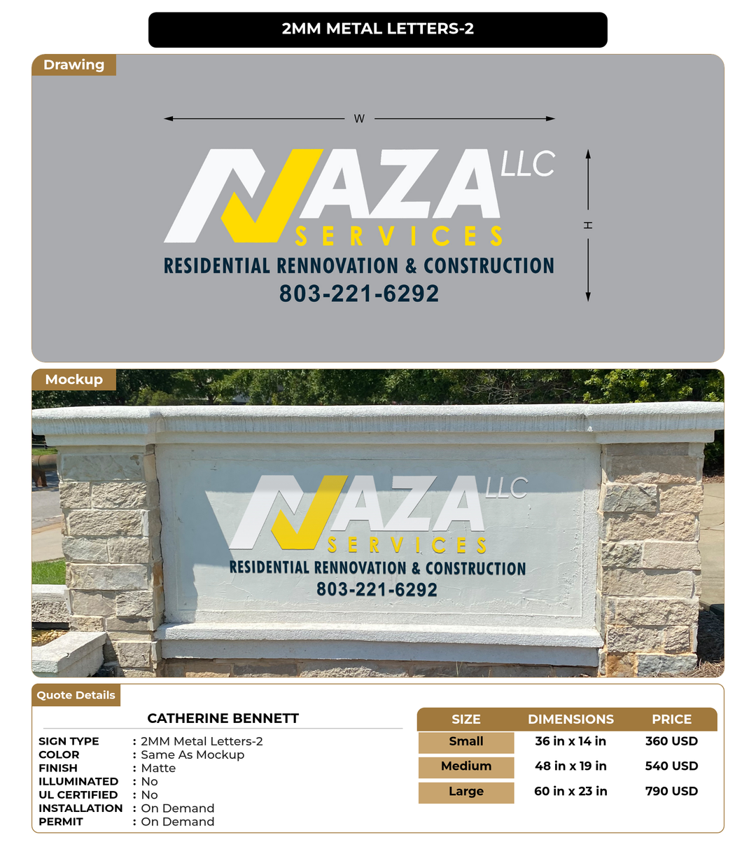 CUSTOM MOCKUP SIGN FOR Catherine Bennett