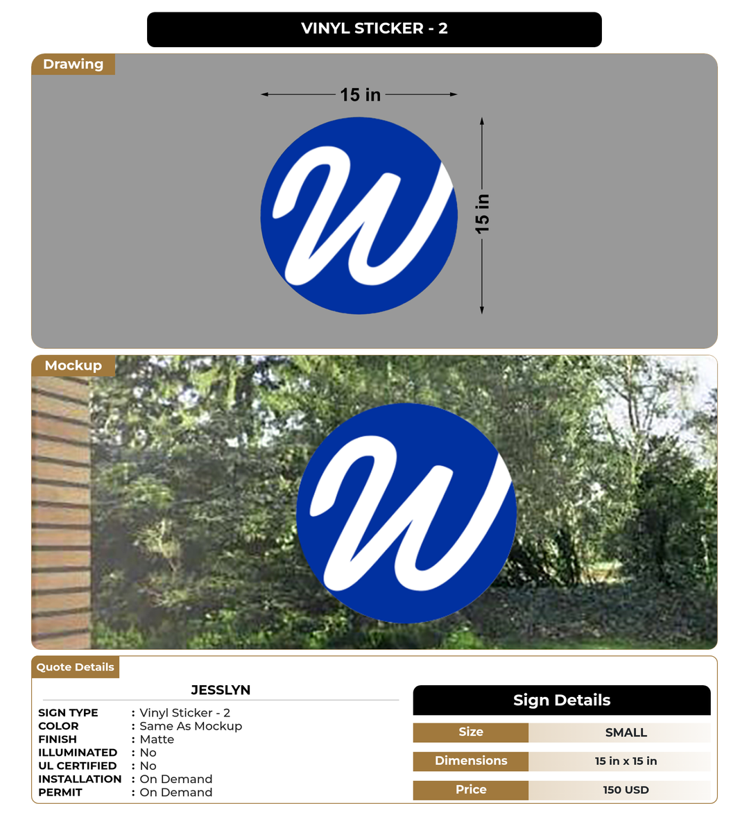CUSTOM MOCKUP SIGN FOR Jesslyn
