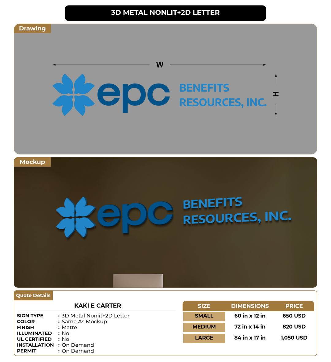 CUSTOM MOCKUP SIGN FOR Kaki E Carter