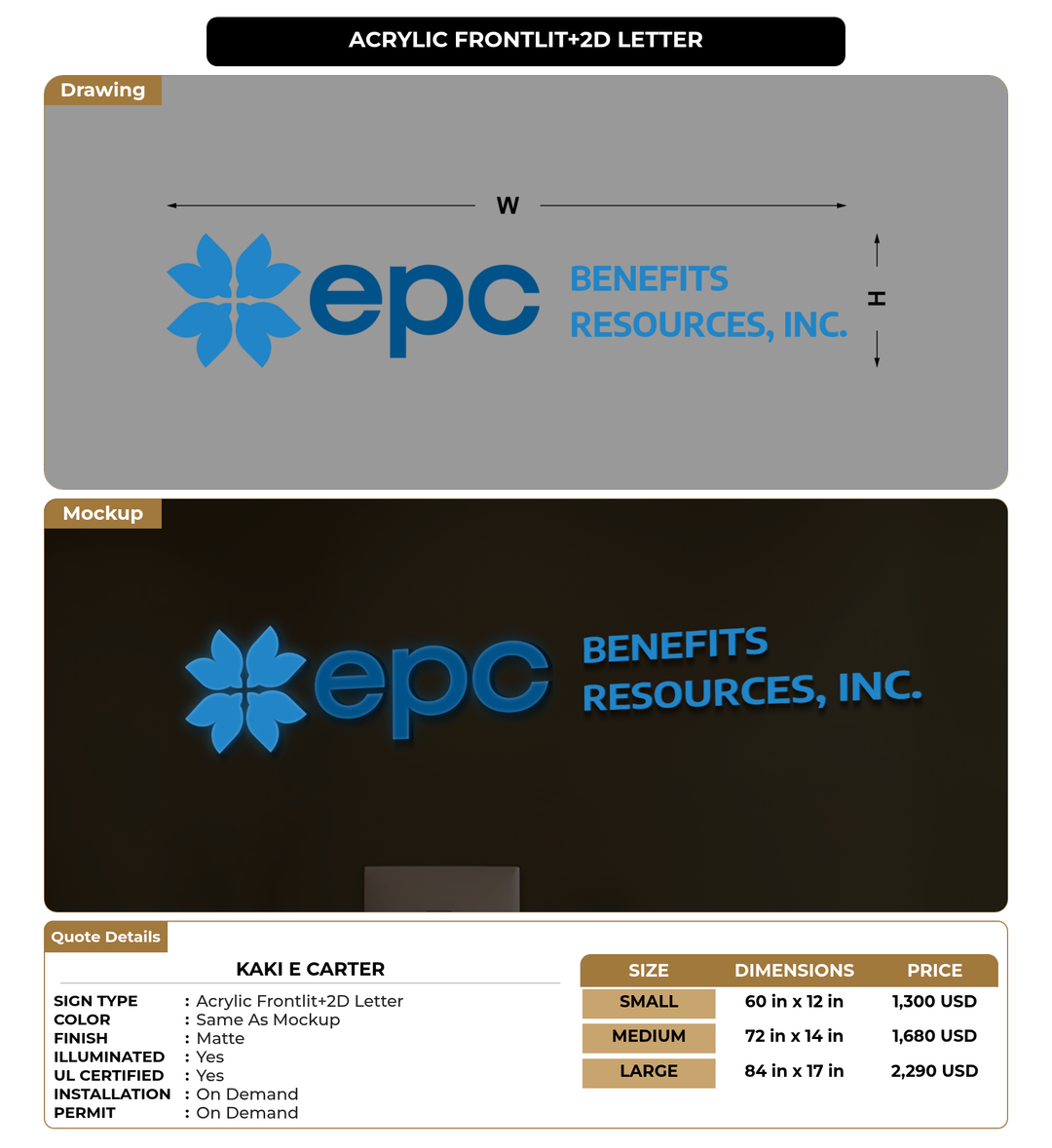 CUSTOM MOCKUP SIGN FOR Kaki E Carter