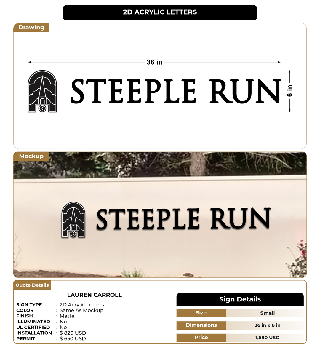 CUSTOM MOCKUP SIGN FOR Lauren Carroll