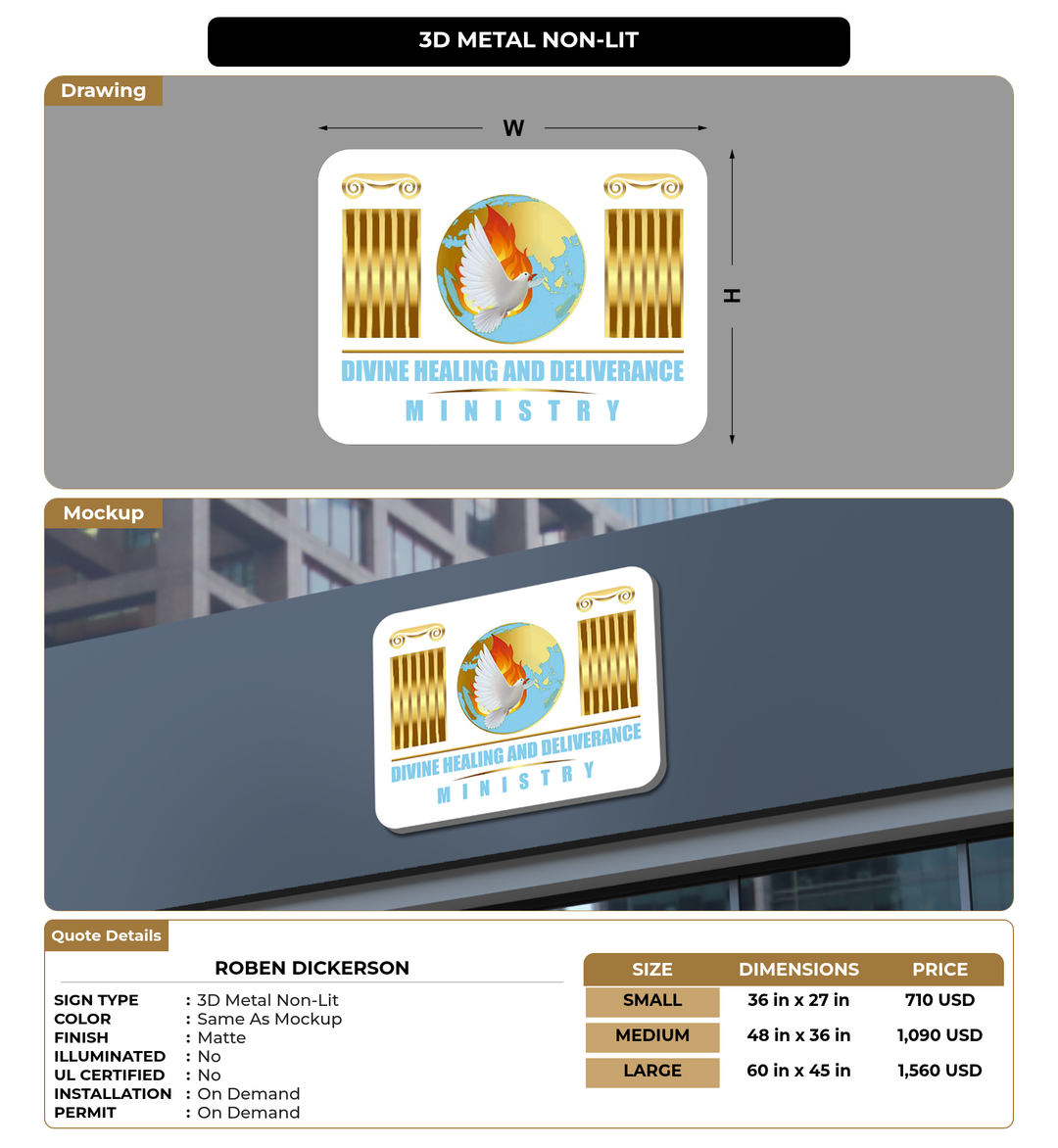 CUSTOM MOCKUP SIGN FOR Roben Dickerson