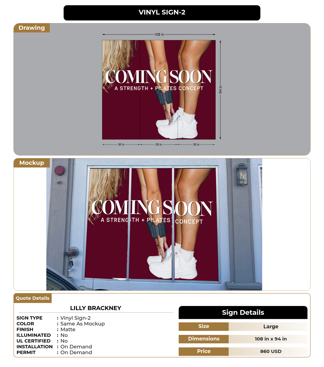 CUSTOM MOCKUP SIGN FOR lilly Brackney