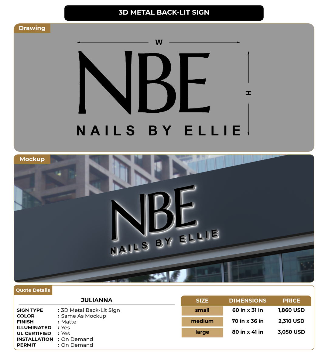 CUSTOM MOCKUP SIGN FOR Julianna