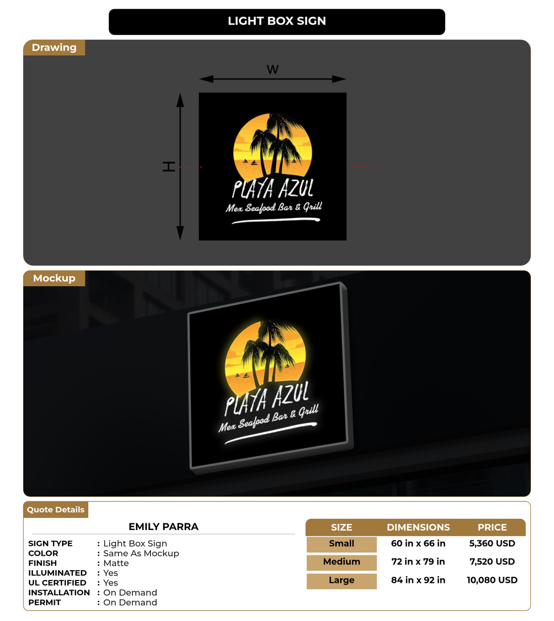 CUSTOM MOCKUP SIGN FOR Emily Parra