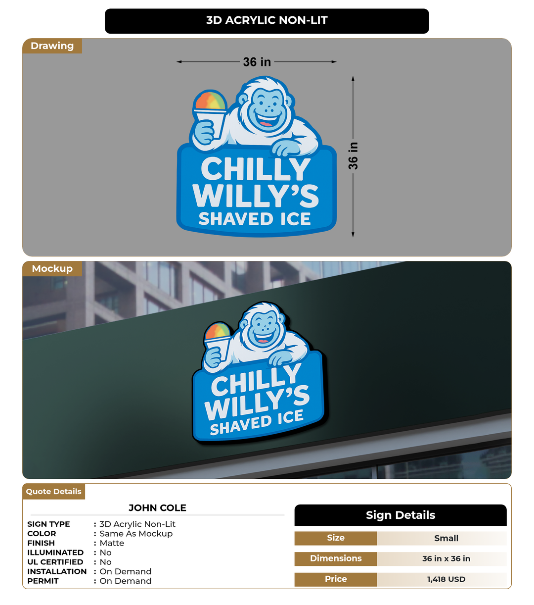 CUSTOM MOCKUP SIGN FOR John Cole