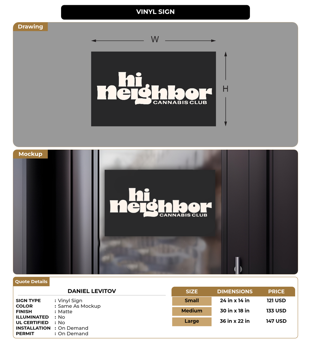 CUSTOM MOCKUP SIGN FOR Daniel Levitov