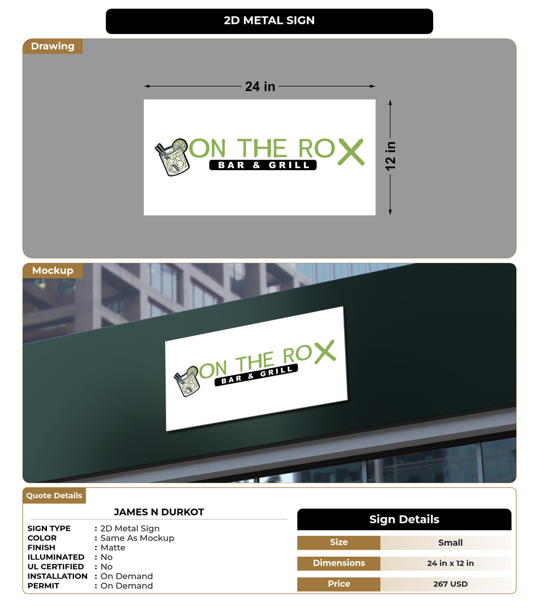 CUSTOM MOCKUP SIGN FOR James N Durkot