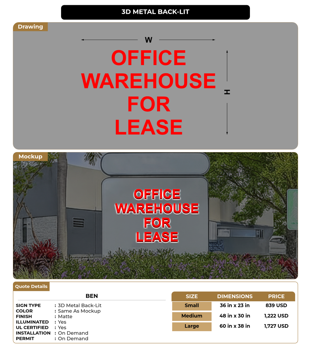 CUSTOM MOCKUP SIGN FOR Ben