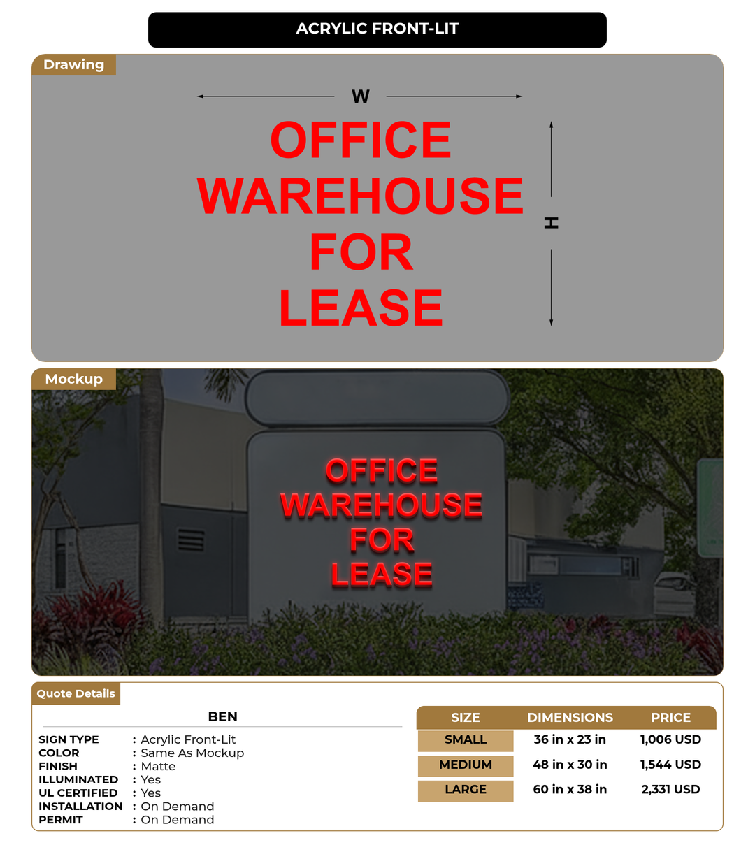 CUSTOM MOCKUP SIGN FOR Ben