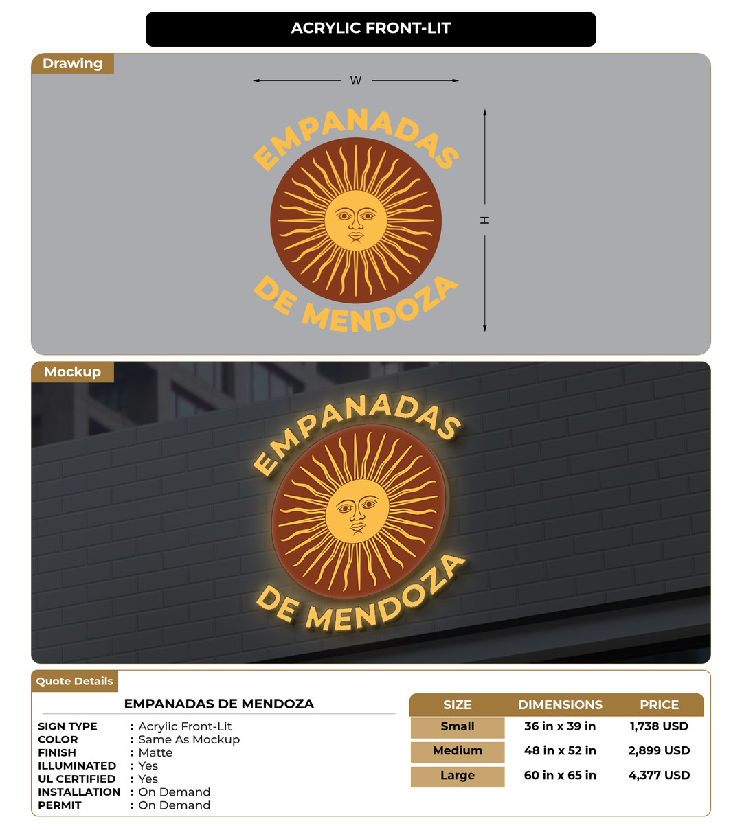 CUSTOM MOCKUP SIGN FOR Empanadas De Mendoza