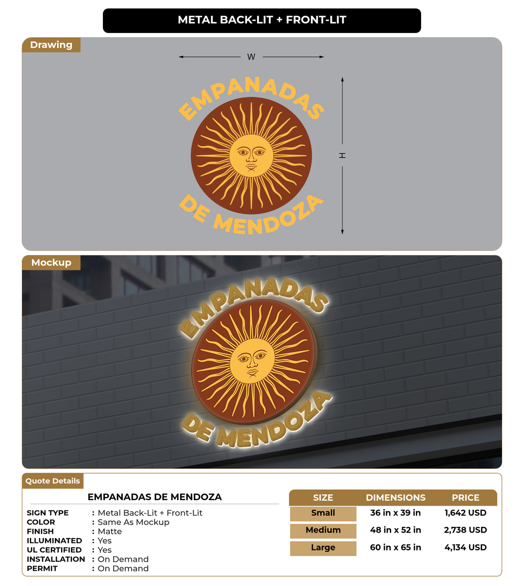 CUSTOM MOCKUP SIGN FOR Empanadas De Mendoza
