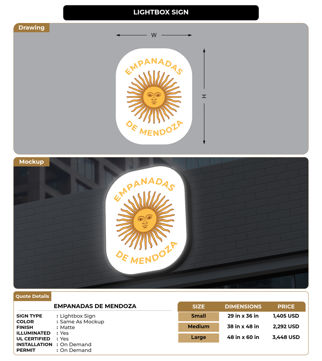 CUSTOM MOCKUP SIGN FOR Empanadas De Mendoza