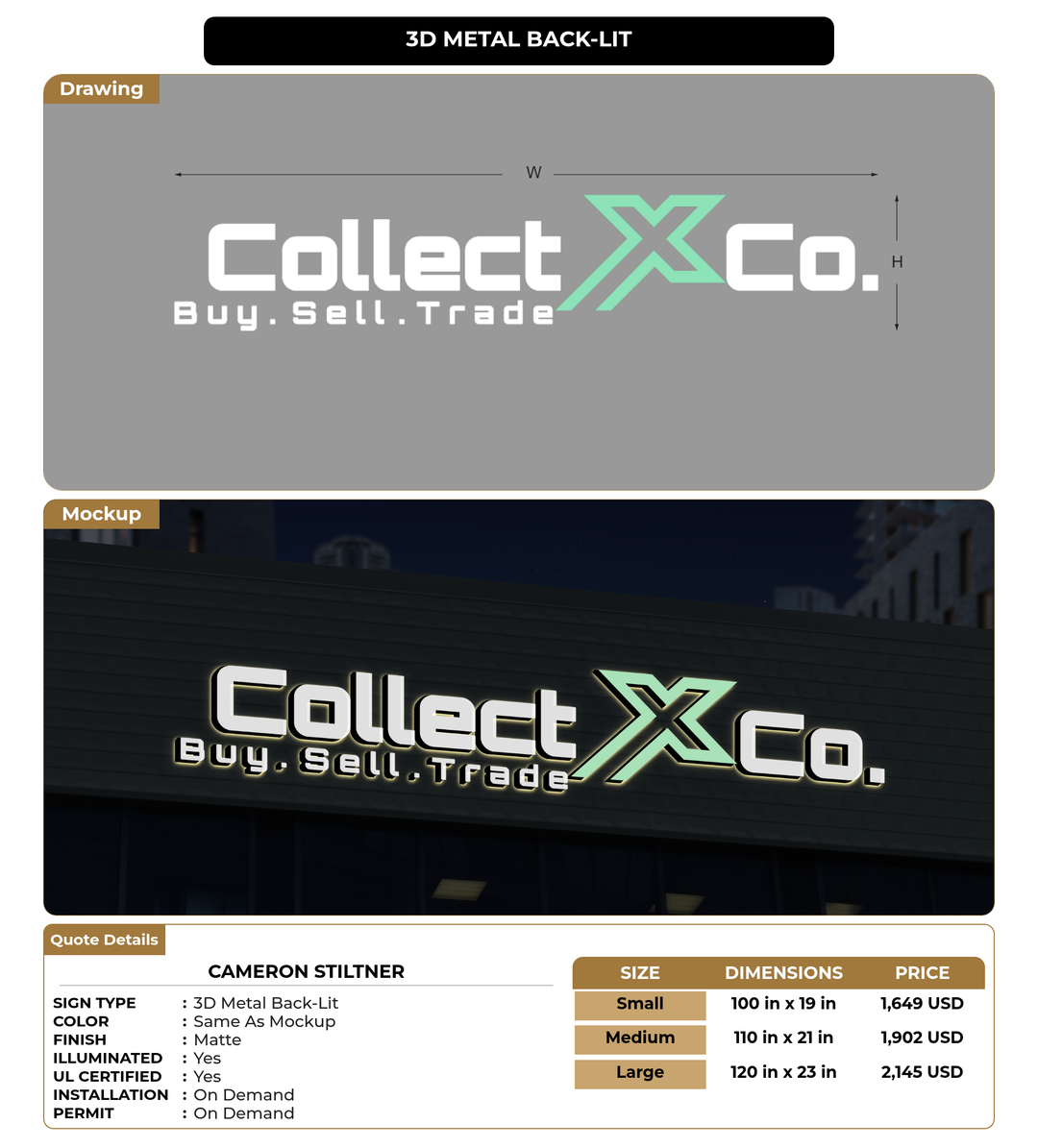 CUSTOM MOCKUP SIGN FOR Cameron Stiltner