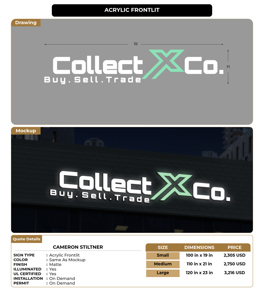 CUSTOM MOCKUP SIGN FOR Cameron Stiltner