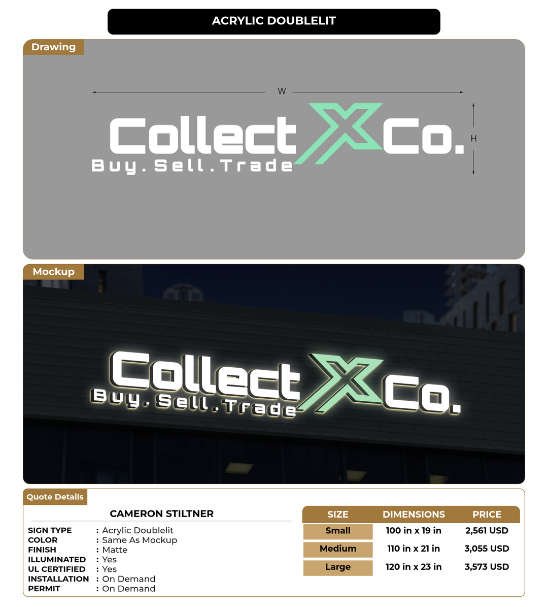 CUSTOM MOCKUP SIGN FOR Cameron Stiltner