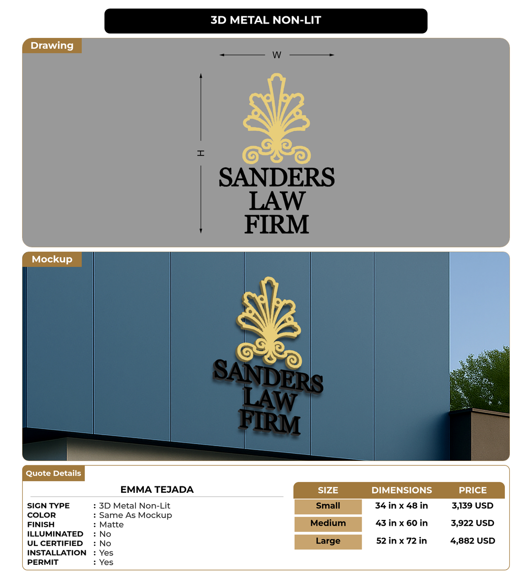 CUSTOM MOCKUP SIGN FOR Emma Tejada