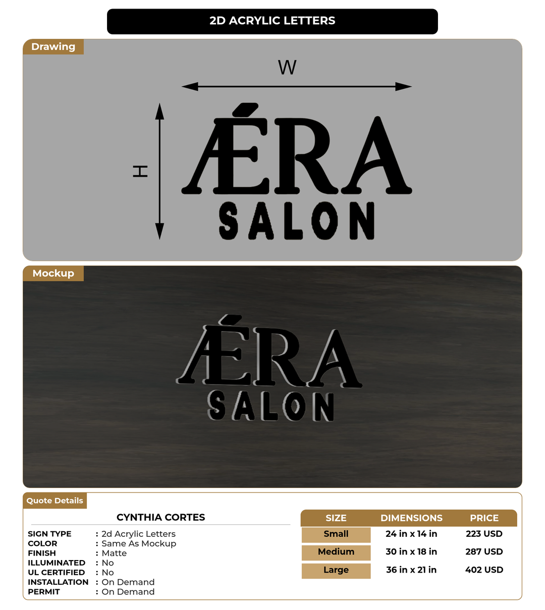 CUSTOM MOCKUP SIGN FOR Cynthia Cortes