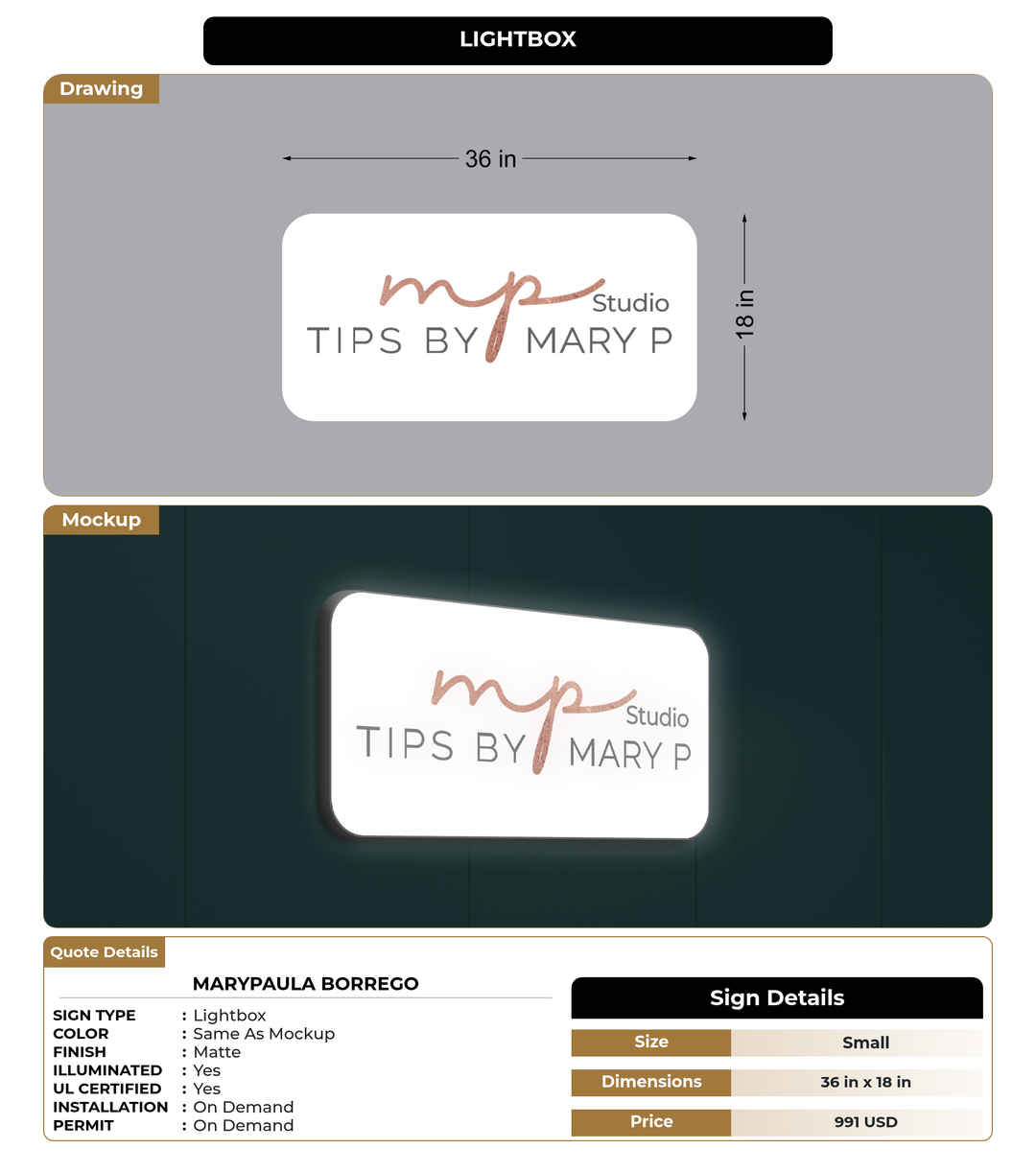 CUSTOM MOCKUP SIGN FOR Marypaula Borrego
