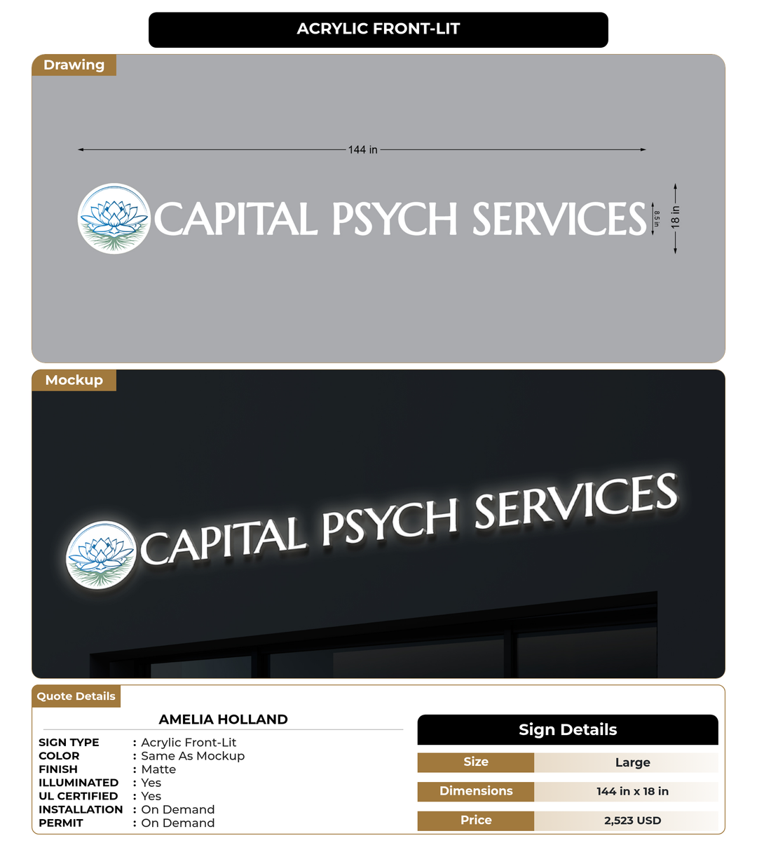 CUSTOM MOCKUP SIGN FOR Amelia Holland