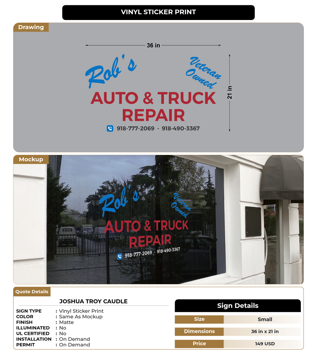 CUSTOM MOCKUP SIGN FOR Joshua Troy Caudle