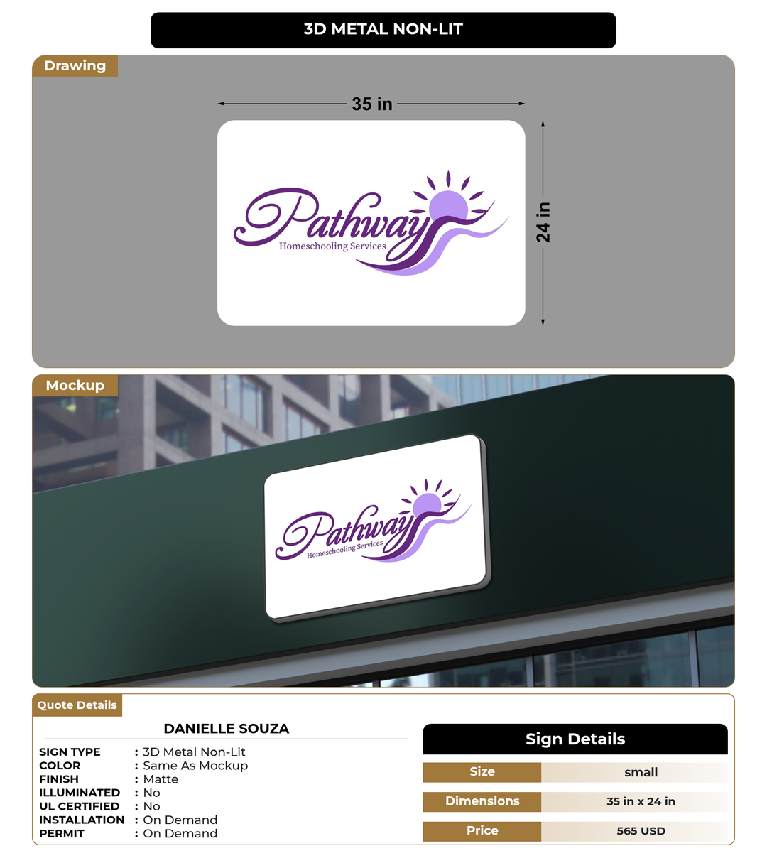 CUSTOM MOCKUP SIGN FOR danielle Souza