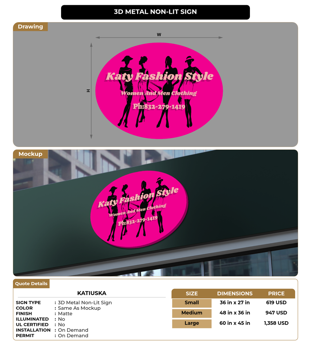 CUSTOM MOCKUP SIGN FOR Katiuska