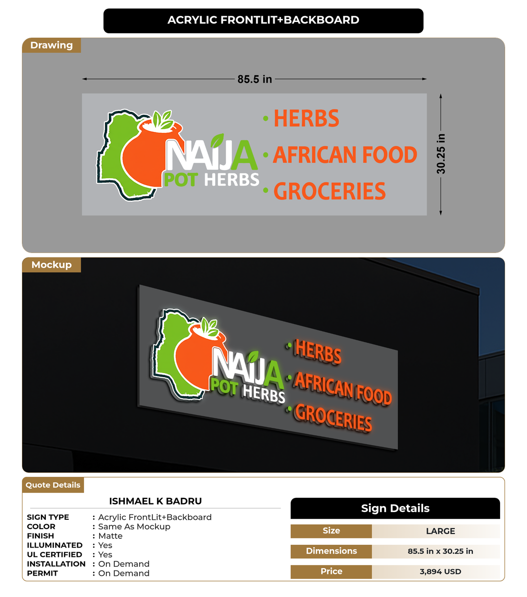 CUSTOM MOCKUP SIGN FOR Ishmael k badru