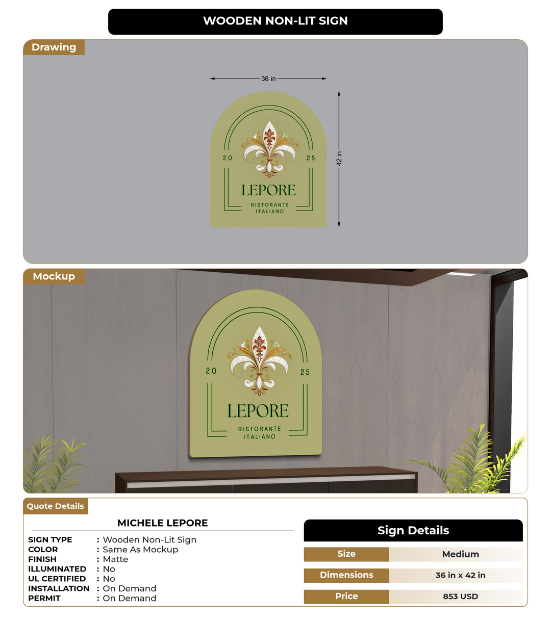 CUSTOM MOCKUP SIGN FOR Michele Lepore