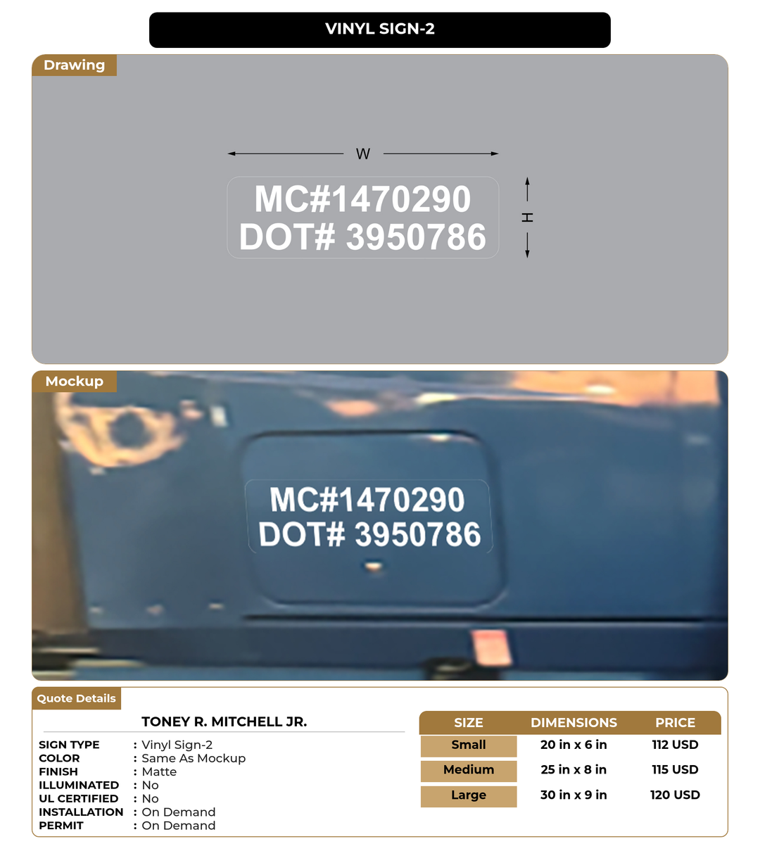 CUSTOM MOCKUP SIGN FOR Toney R. Mitchell Jr.