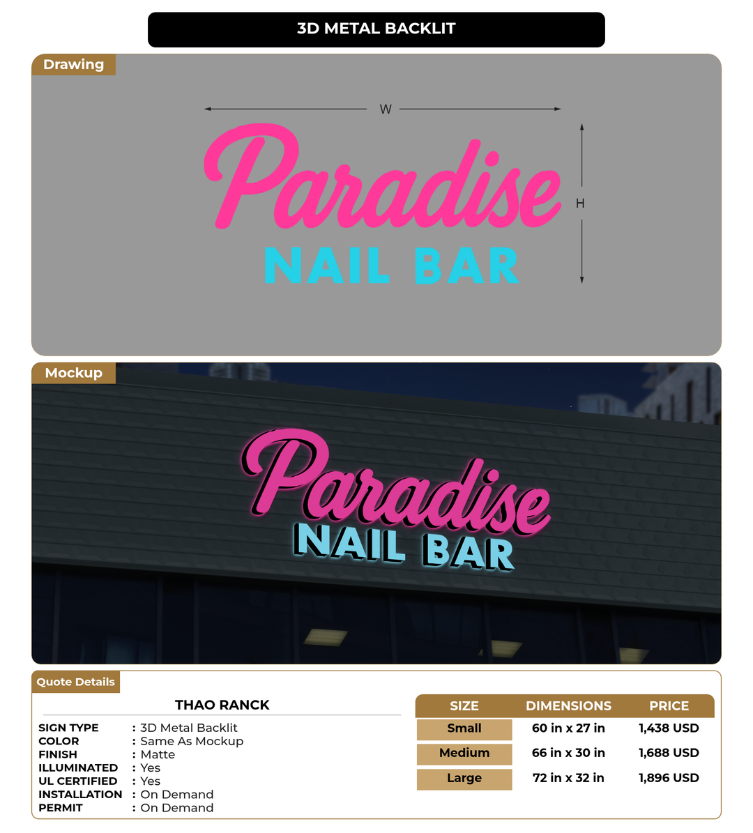 CUSTOM MOCKUP SIGN FOR Thao Ranck