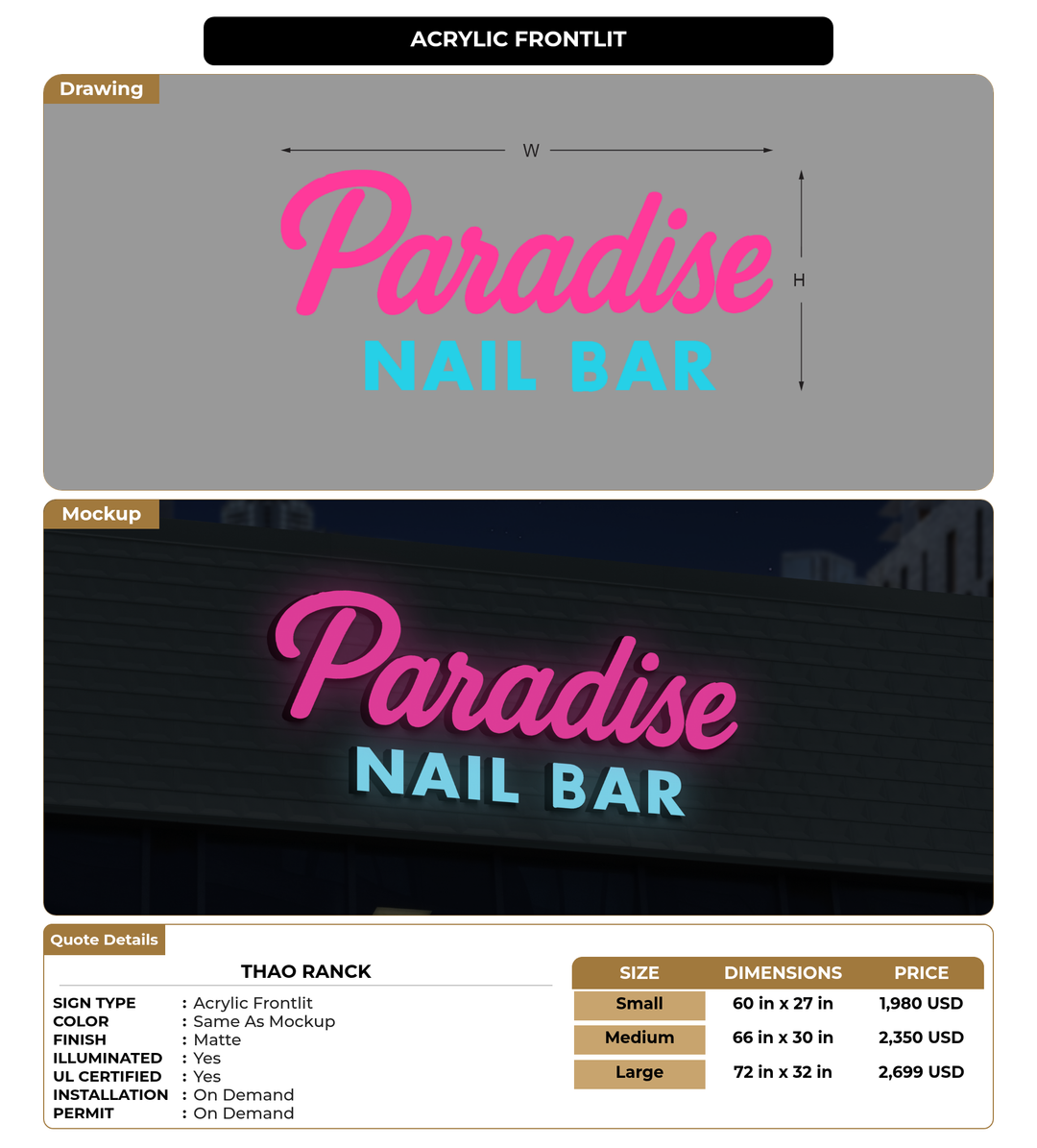 CUSTOM MOCKUP SIGN FOR Thao Ranck