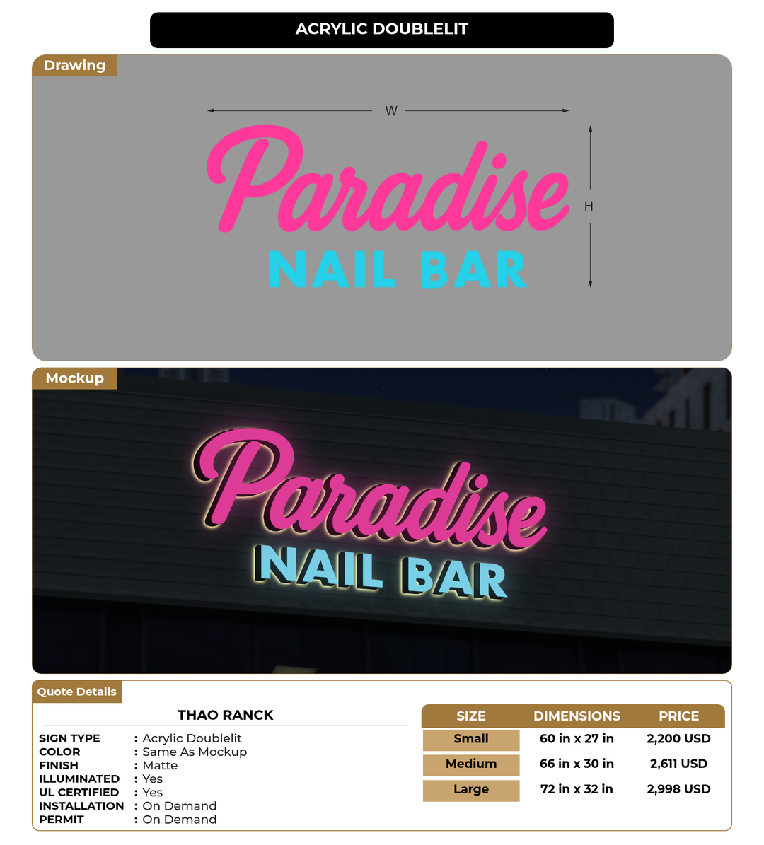 CUSTOM MOCKUP SIGN FOR Thao Ranck