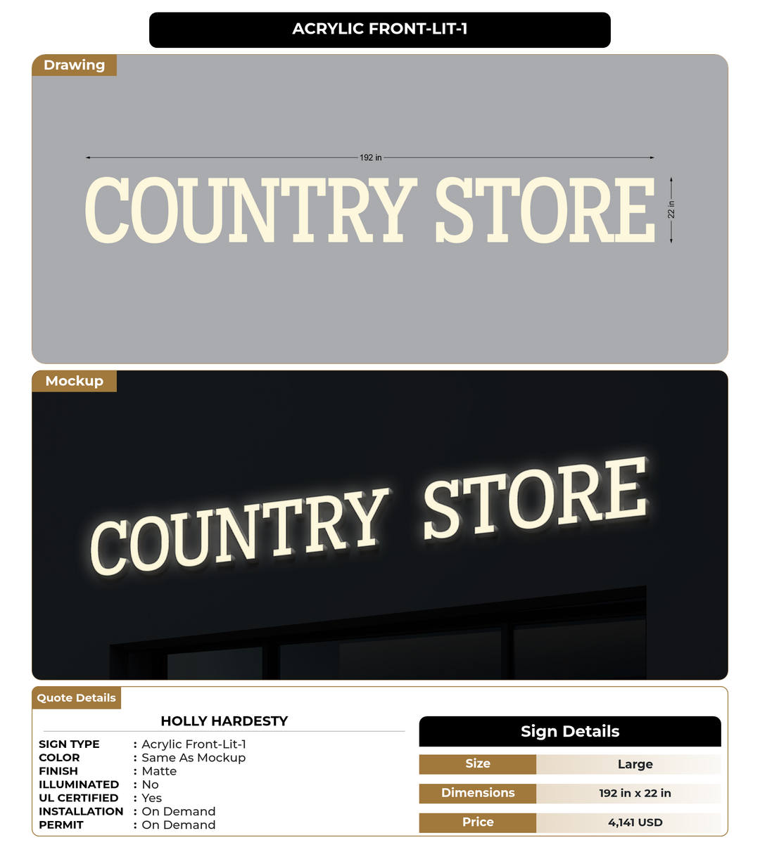 CUSTOM MOCKUP SIGN FOR Holly Hardesty